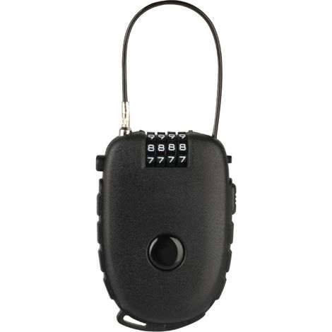 Câble antivol à 4 chiffres - Cadenas à combinaison 4 chiffres - 130 cm - Câble métallique - Antivol de ski pour scooter, bagages, vélo, valise, ski (1/4)