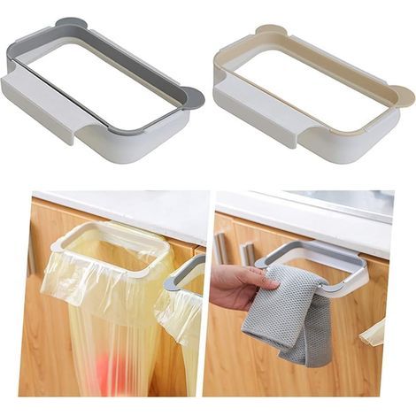 Lntyq 2 Pièces Support de Sac Poubelle, Support pour Sac Poubelle de Cuisine, Support de Sac Poubelle Suspendu, Used to Put Garbage Bags in the Kitchen and Bathroom (Apricot, Gray) (1/5)