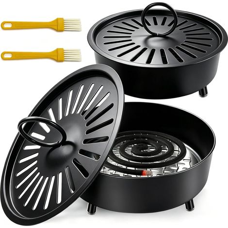 Lot de 2 supports anti-moustique spiral + 2 brosses – Structure fer creux anti-brûlure – Pour intérieur et extérieur (1/5)