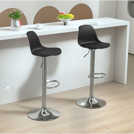 Barhocker 2er Set höhenverstellbar Kunstleder Schwarz OKMYHOME (1/4)