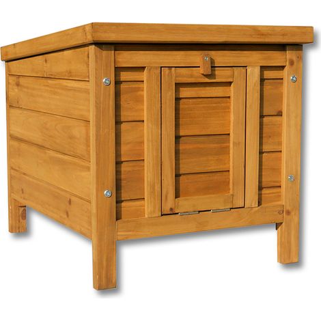 Wiltec Cuccia per gatti 420 x 515 x 430 mm in legno di abete rosso, casetta per conigli con tetto incernierato, guarnizione in bitume, conigliera per animali da giardino/balcone (1/5)