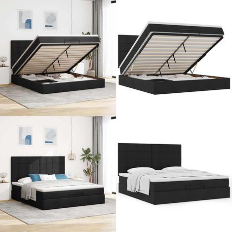 vidaXL Ottoman-Bett mit Matratze Schwarz 180x200 cm Stoff (1/5)