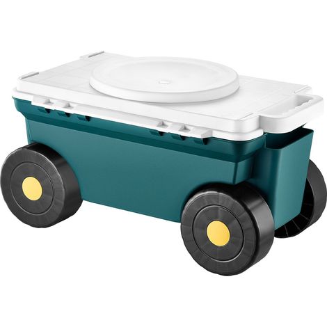 Siège de Jardin Roulant, Tabouret de Jardinage sur Roues Léger 2 en 1 avec Bac de Rangement, Capacité Charge 123 kg, Chariot avec Siège Poignée, pour Désherbage, Plantation, Terrasse, Extérieur (1/5)