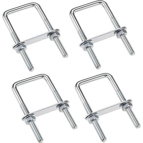 Lot de 4 boulons en U m6 80 x 50 mm – Acier inoxydable – Écrous et rondelles inclus – Pour tuyaux jusqu'à 50 mm de diamètre - BOLT 80 X