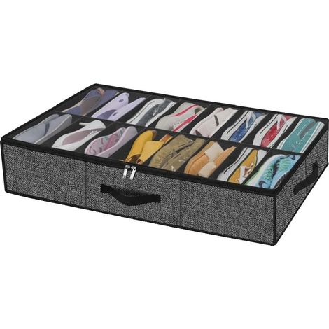 Organizador de zapatos, con capacidad para 12 pares, ecológico y plegable, color negro. (1/2)