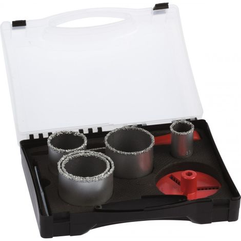 Juego completo de 5 brocas de carburo para concreciones 67 - 73 - 83 P  55 mm