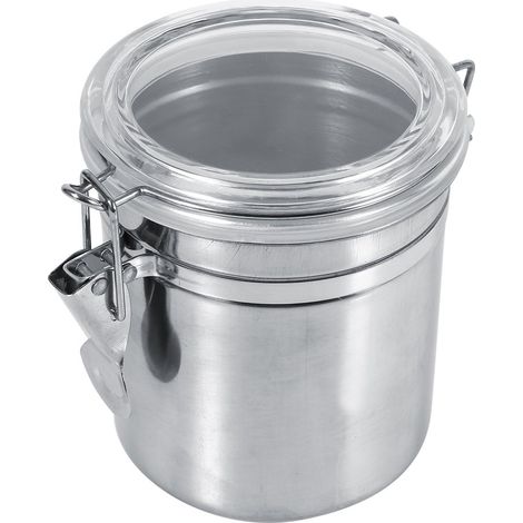 Set di 4 barattoli in acciaio inox per la cucina - Per zucchero, tè, chicchi di caffè - Taglia M (1/5)