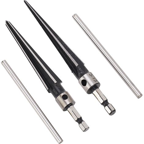 Alésoir conique à 6 cannelures, queue hexagonale, poignée en T, pour bois et plastique, 5-16 mm et 3-13 mm (1/5)