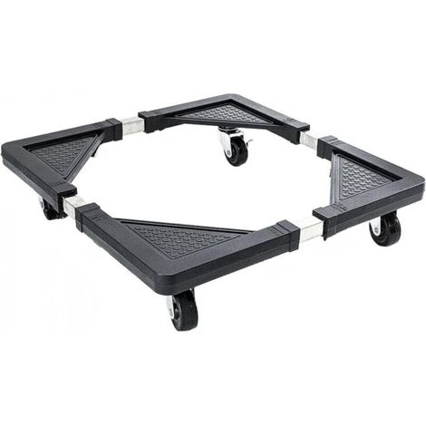 Socle pour lave-linge à roulettes de 43 x 43 à 65 x 65 cm, support réglable pour sèche-linge et réfrigérateur pivotant à 360° sous bureau, supporte les objets lourds jusqu'à 200 kg, soucoupe à roulett (1/4)