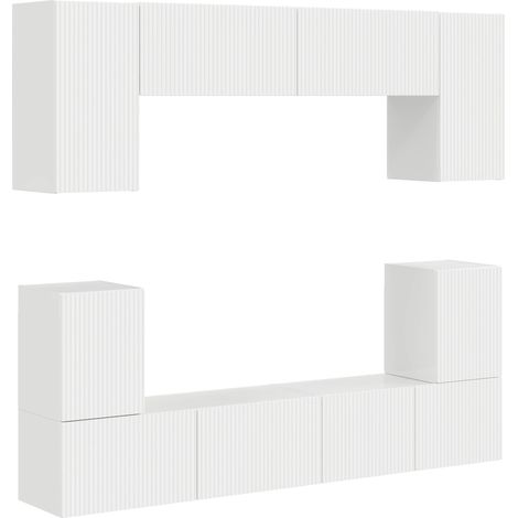 TV Cabinet Set 5 pcs High Gloss White Engineered Wood vidaXL