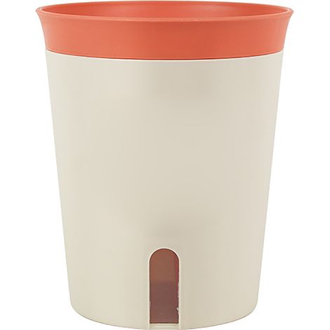 Maceta de plástico autopropulsada y apilable, de tamaño mediano, color rojo anaranjado, con orificio de drenaje para uso interior y exterior [Mano] (1/5)