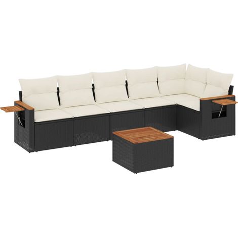 Maison Exclusive - Set Divani da Giardino con Cuscini 7pz Nero Polyrattan (1/3)