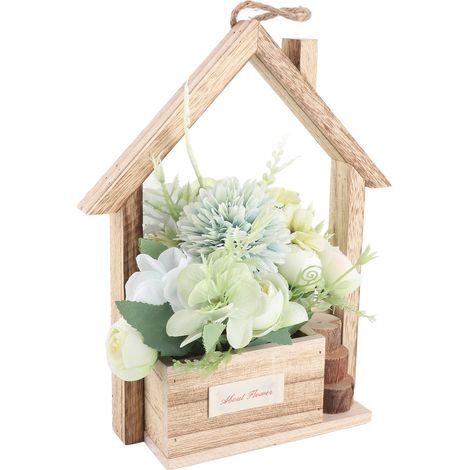 Panier suspendu de fleurs artificielles, jardinière murale décorative unique avec fleurs artificielles pour la maison et le salon (1/4)