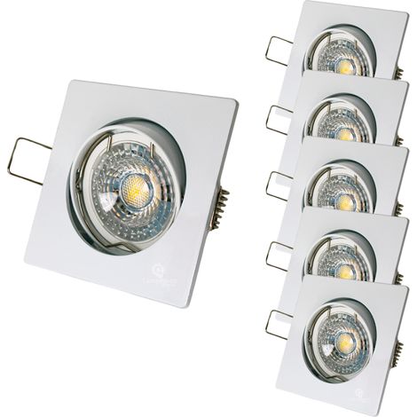 Lot de 5 Spot led carré blanc 230v 38° blanc chaud (1/4)