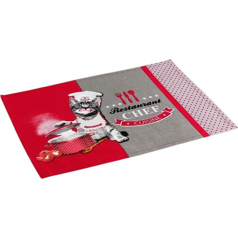 Set de table en coton 33 x 45 cm Chat chef cuisinier