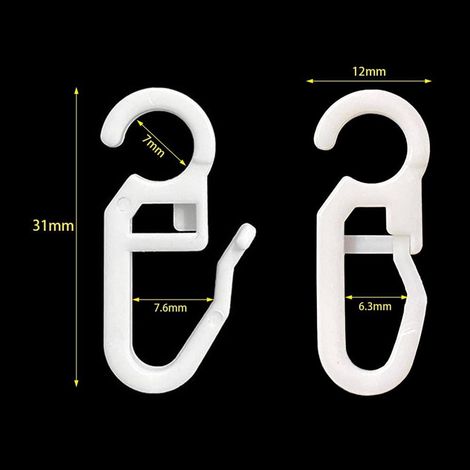 Crochets droits en PVC pour tringle à rideaux, crochets à perles en forme de S, guides de tringle carrés, poulies, accessoires pour rideaux (10 pièces)