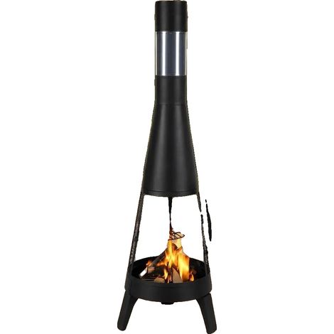 Chimenea de exterior, calefactor multiusos, diseño elegante, color negro. (1/2)