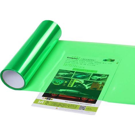 1x Film vinyle, Teinte verte, Phare feu arrière, Auto-adhésif, Résistant eau, Pour voiture vélo