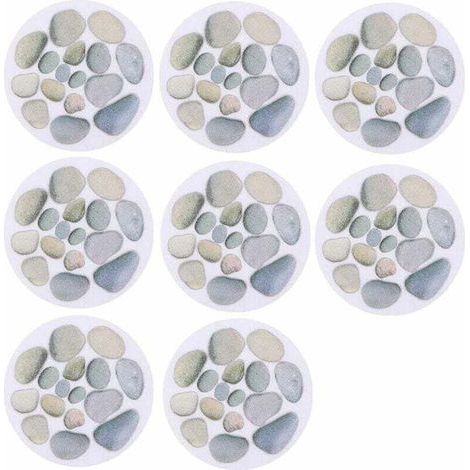 Tiras adhesivas antideslizantes para bañeras y duchas - 8 piezas fabricadas en PEVA impermeable con estampado de piedra, que proporcionan una seguridad óptima para escaleras. (1/4)