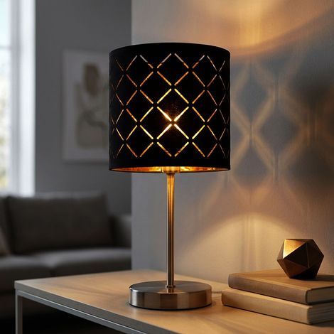 Lampada da tavolo LED nero-oro lampada da tavolo nichel opaco tessile orientale, 1x E14 LED bianco caldo, altezza x larghezza 15 x 35 cm, soggiorno camera da letto (1/5)