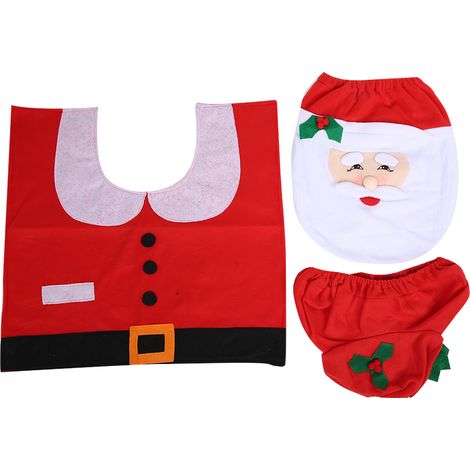 Ensemble de protection de toilette de Noël avec le Père Noël pour la décoration de Noël à la maison (1/5)