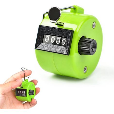 Contapersone manuale, contatore meccanico a 4 cifre, senza batterie, corpo in plastica con anello per il dito, arancione (1/5)