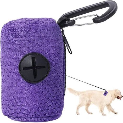 Distributeur de sacs à déjections canines en maille avec fermeture éclair - Violet - Chien (1/4)