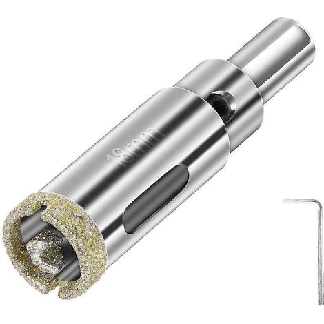 Scie cloche diamantée 18 mm avec guide central, revêtement diamant fritté pour la découpe du verre, du carrelage, de la céramique et du marbre - Acier au carbone industriel (1/4)