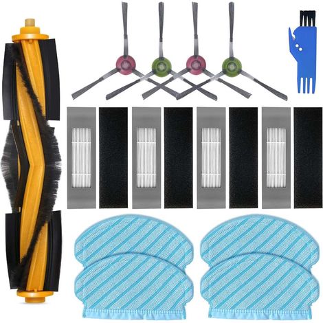 Pièces de rechange Accessoires compatibles pour Yeedi 2 Hybrid, pour Ecovacs Deebot OZMO 950 920 N7 T5, 4 filtres Hepa, 4 brosses latérales, 4 chiffons d'essuyage, 1 brosse à rouleau (1/5)