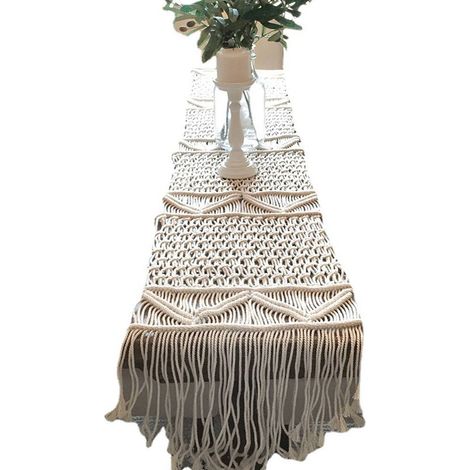 Tischläufer Makramee 35x200cm Macrame mit Table Runner Handgewebtl (1/4)