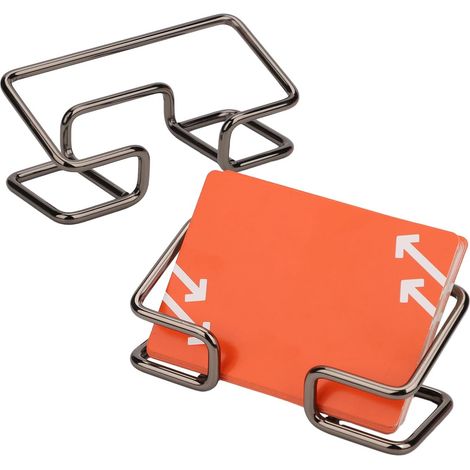 2 porte-cartes de visite noirs en métal pour 50 cartes, pour bureau et maison