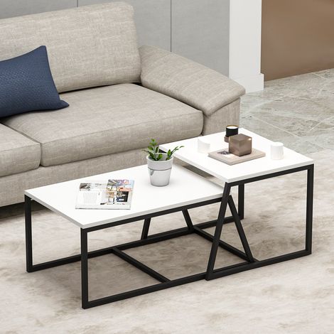 Salontisch Urbania, modular, rechteckige Form, Gestellfarbe Schwarz, 75x50x38h cm Weiß (1/5)