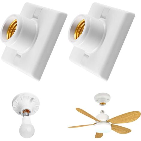 Douille E27 Plafond, Support Plafonnier, Lot de 2 (Carré, 2pcs) Douille Ventilateur Plafond a Visser AC 220-240V. Support Douilles Ampoules LED, Base de Lampe pour Murale & Bureau (1/5)
