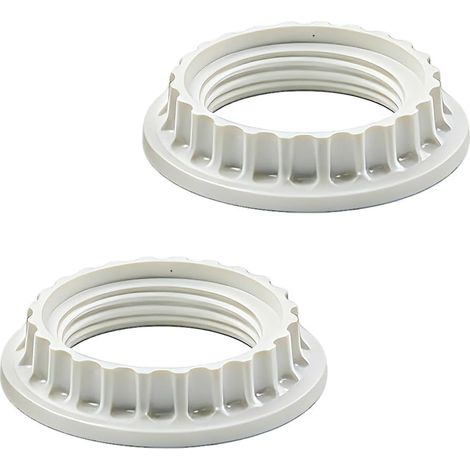 Dos anillos de sujeción para pantallas de lámparas: anillos de sujeción/adaptadores roscados de color blanco, de tamaño uniforme (aprox. 35 mm), para portalámparas colgantes E26. (1/3)