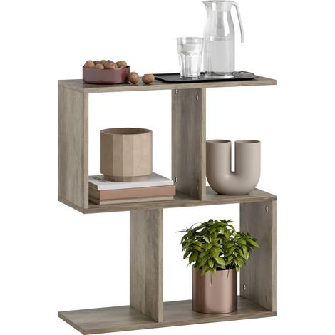 HOMCOM Side Table, Narrow End Table with Storage Shelves, Grey