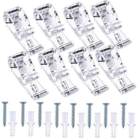 Pack Plastic Roman Shade Clips, Plastic Roman Shade Chain Cord, P-Hooks, Child Safety Clips with 8 Screws and 8 Plastic Pillars.