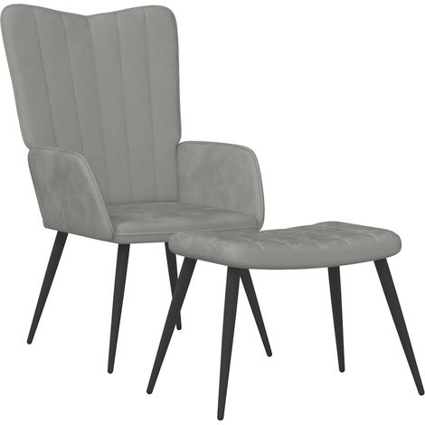 Maison Exclusive - Poltrona Relax con Sgabello Grigio Chiaro in Velluto (1/5)