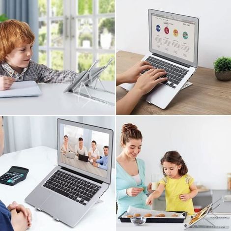 Support Ordinateur Portable Support PC Portable Ventilé en Aluminium Compatible avec Un Ordinateur Portable de 10 PUPITRE DE TABLE (1/4)