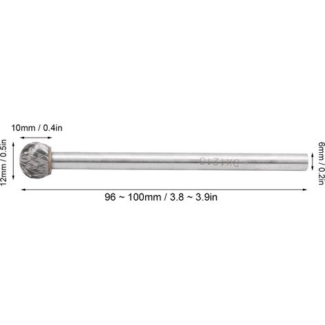 Lime rotative en carbure de tungstène à queue de 6 mm, type D : 61210100 (1/5)