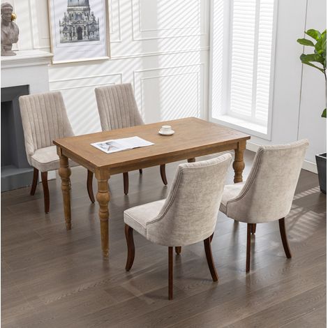 MEUBLIV Sillas de comedor beige, lote de 2, respaldo alto, sin colchón (1/5)