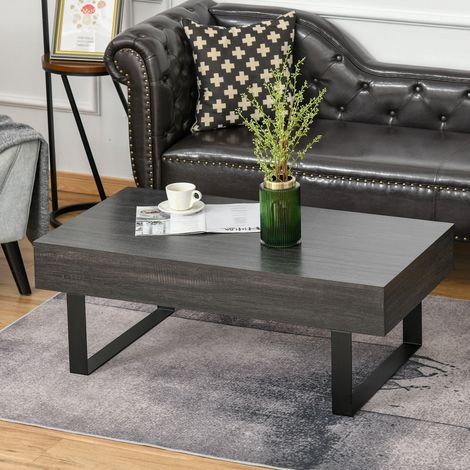 Mesa de centro con cajón y estantes 110 x 60 x 40 cm gris oscuro HAVRYA (1/5)