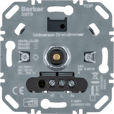 BERKER  Regulador rotativo universal (R/L/C/LED) apagado suave 2973