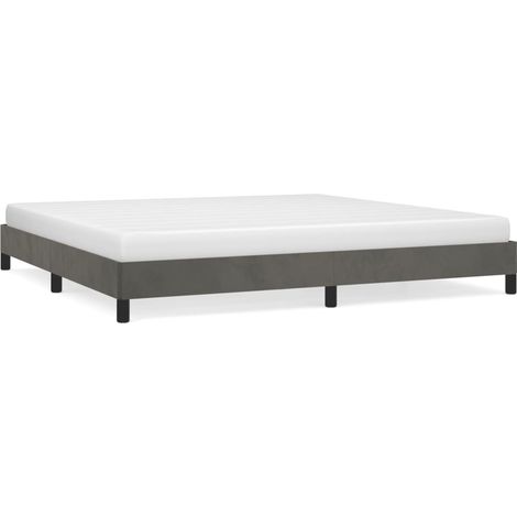 Cadre De Lit Moderne: King Size - Lit Double - Gris foncé 200 x 200 cm Velours Chic-932561 (1/5)