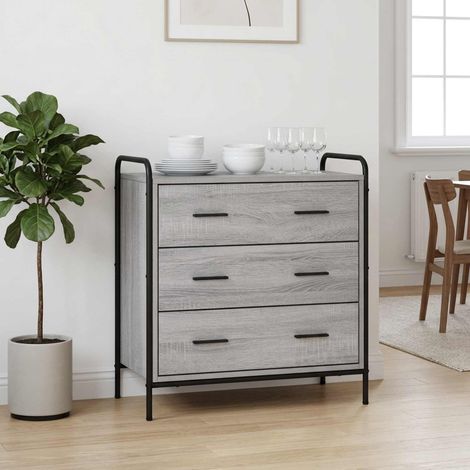 vidaXL Cajonera Sonoma gris 70 x 39,5 x 71 cm Madera de ingeniería