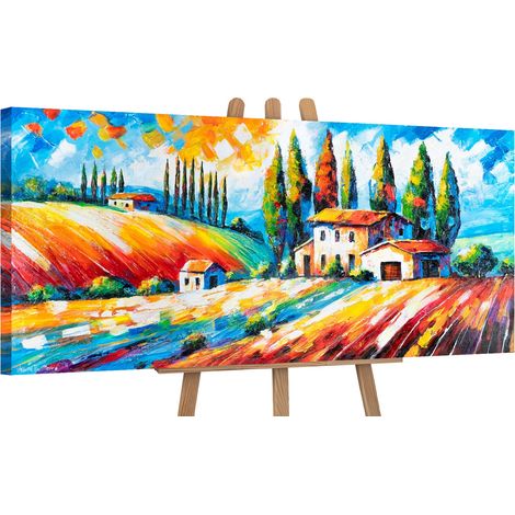 Gemälde Blühende Felder auf Keilrahmen 115x50 cm (1/4)