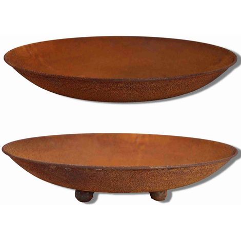 Coupe à Planter Décorative en Métal Aspect Rouille Patiné pour Jardin et Salon Ø 47 cm - PANGIVO