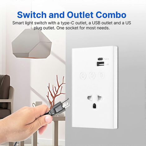 2,4-GHz-WLAN-Wandlichtschalter mit Touch-Funktion, USB-Typ-C-Stromanschluss, Neutralleiter erforderlich, 2-Wege-Steuerung