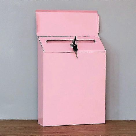 Boîte aux lettres murale vintage à serrure en fer (plusieurs couleurs disponibles) - Rose vierge (1/4)