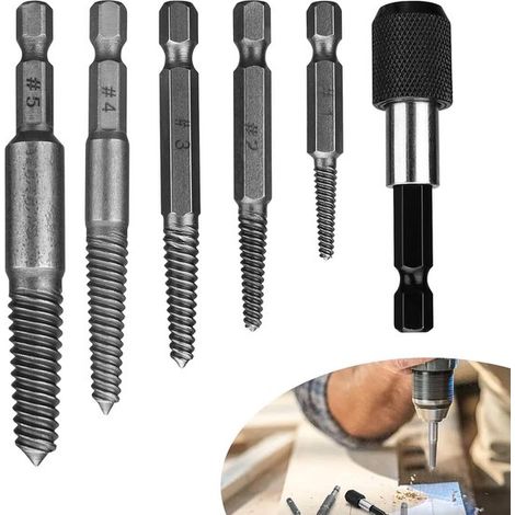 Juego de machos de roscar manuales,Extractores de rosca de 6 piezas,acero puro de alta dureza,destornilladores eléctricos y taladros (1/2)