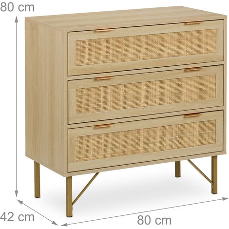 Cassettiera polivalente a 3 cassetti pratica camera da letto soggiorno ingresso 80 x 40 x 80 cm in legno bianco 130016524